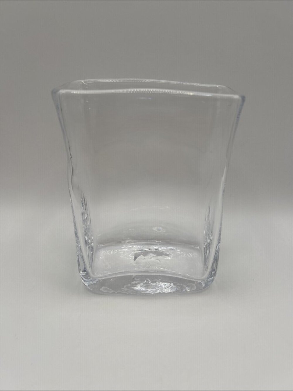 Simon Pearce Small Hand Blown Weston Glass Vase Vintage Clear Rectangle Flower